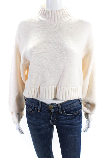 Wilfred Free Womens Merino Wool Mock Neck Cropped Sweater White Size Small