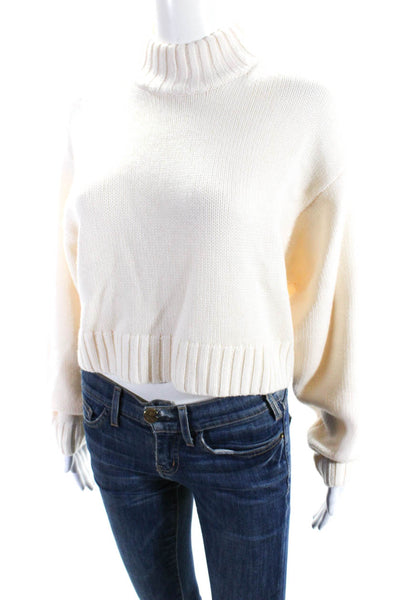 Wilfred Free Womens Merino Wool Mock Neck Cropped Sweater White Size Small