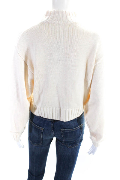 Wilfred Free Womens Merino Wool Mock Neck Cropped Sweater White Size Small