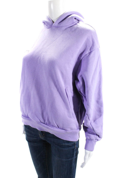 Pangaia Womens Pullover Oversized Hoodie Sweatshirt Purple Cotton Size 2XS