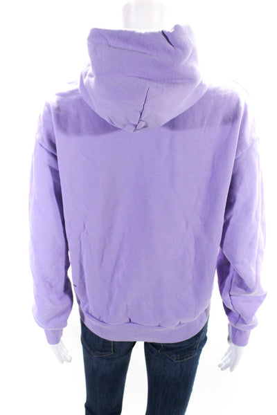 Pangaia Womens Pullover Oversized Hoodie Sweatshirt Purple Cotton Size 2XS