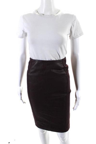 Karen Millen Womens Back Zip Split Hem Knee Length Pencil Skirt Purple Size 2