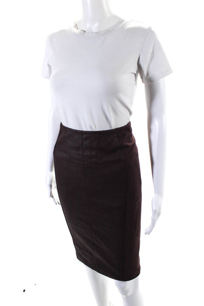 Karen Millen Womens Back Zip Split Hem Knee Length Pencil Skirt Purple Size 2