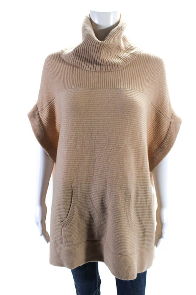 Minnie Rose Womens Cashmere Set In Short Sleeve Turtleneck Sweater Brown Size M