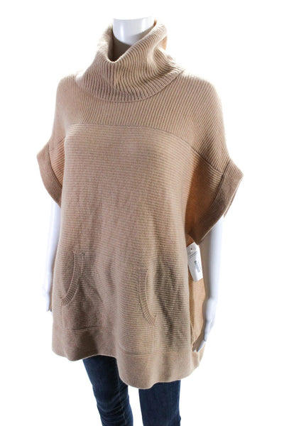 Minnie Rose Womens Cashmere Set In Short Sleeve Turtleneck Sweater Brown Size M