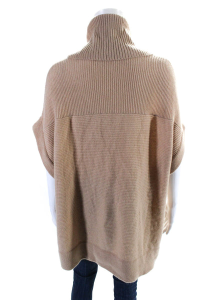 Minnie Rose Womens Cashmere Set In Short Sleeve Turtleneck Sweater Brown Size M