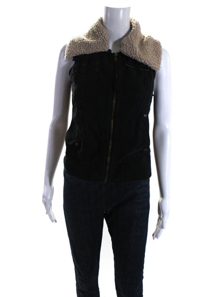 Marrakech Women's Collared Sleeveless Full Zip Vest Black Size S