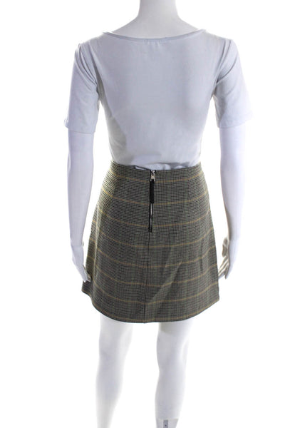 ALC Women's Zip Closure Pockets A-Line Plaid Unlined Mini Skirt Size 8