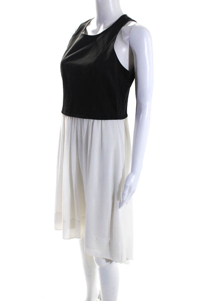 DKNYC Womens Sleeveless Asymmetrical A Line Midi Dress Black White Size 10