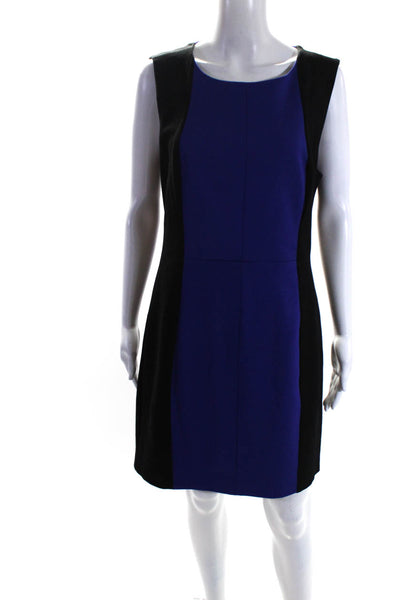 Trina Turk Womens Sleeveless Knee Length Sheath Dress Blue Black Size 6