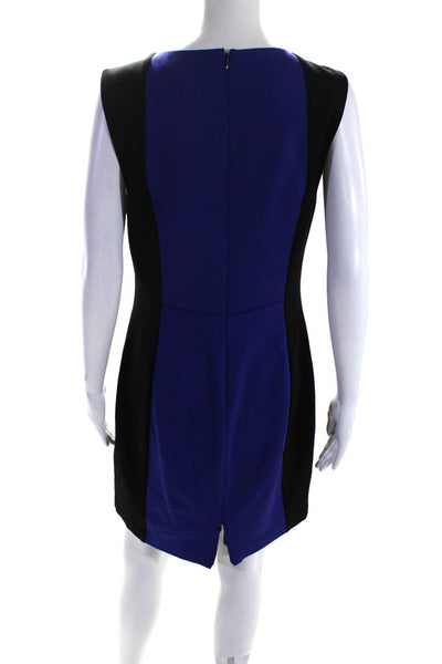 Trina Turk Womens Sleeveless Knee Length Sheath Dress Blue Black Size 6