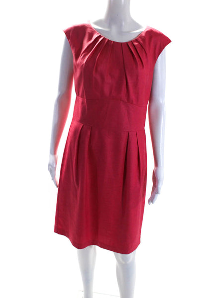 Trina Turk Womens Pleated Front Sleeveless Sheath Dress Coral Pink Size 10