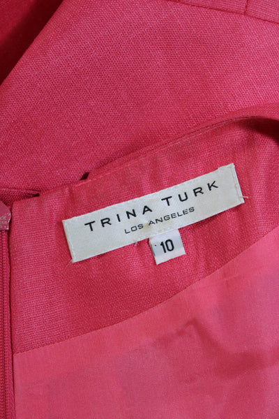 Trina Turk Womens Pleated Front Sleeveless Sheath Dress Coral Pink Size 10