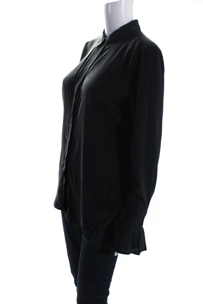 Equipment Femme Womens Long Sleeve Button Up Top Blouse Black Silk Size Small