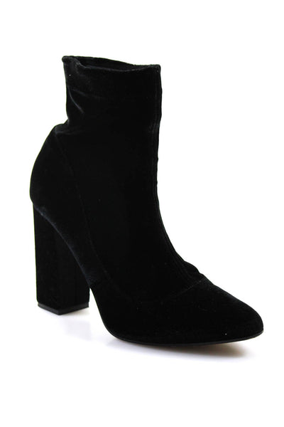 Tamara Mellon Womens Velour Slip-On Block Heels Sock Boots Black Size EUR37.5