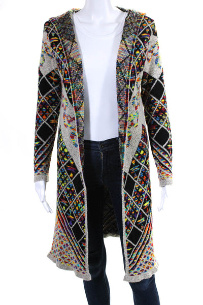 Nothern Angel Womens Cotton Geometric Open Hooded Cardigan Multicolor Size M