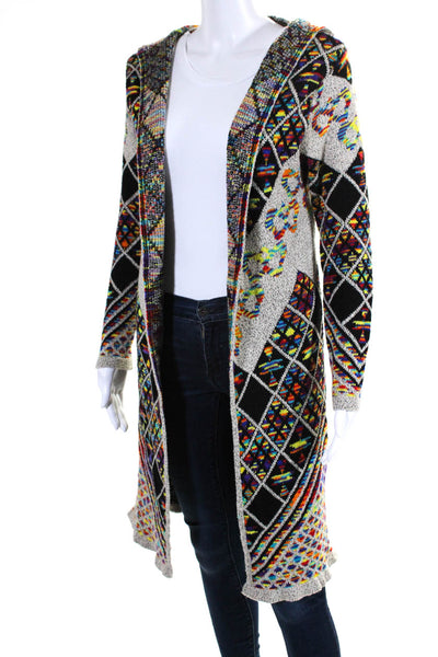 Nothern Angel Womens Cotton Geometric Open Hooded Cardigan Multicolor Size M