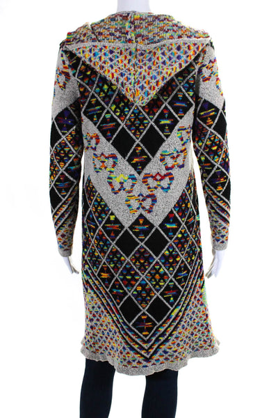 Nothern Angel Womens Cotton Geometric Open Hooded Cardigan Multicolor Size M