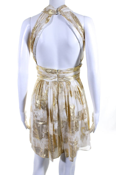 Mark & James by Badgley Mischka Womens Metallic Sheer Dress White Gold Size 2