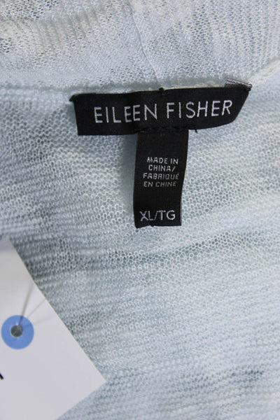 Eileen Fisher Womens Long Sleeve Open Knit Cardigan Sweater Light Blue Size XL