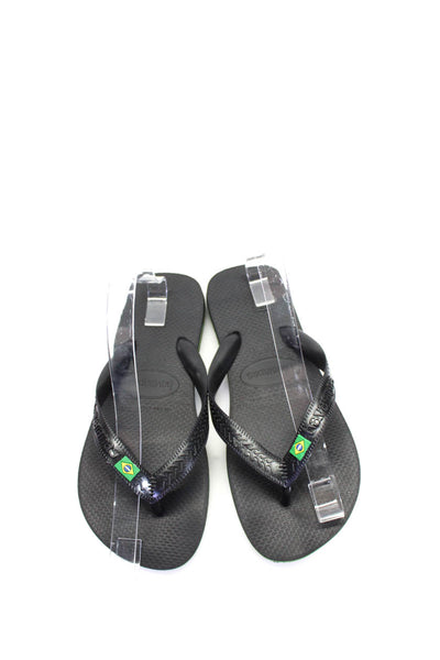 Havaianas Women's T-Straps Rubber Flip Flop Sandals Black Size 37-38