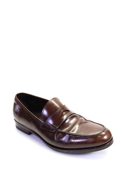 Salvatore Ferragamo Mens Leather Slide On Dress Loafers Brown Size 8 Extra Wide