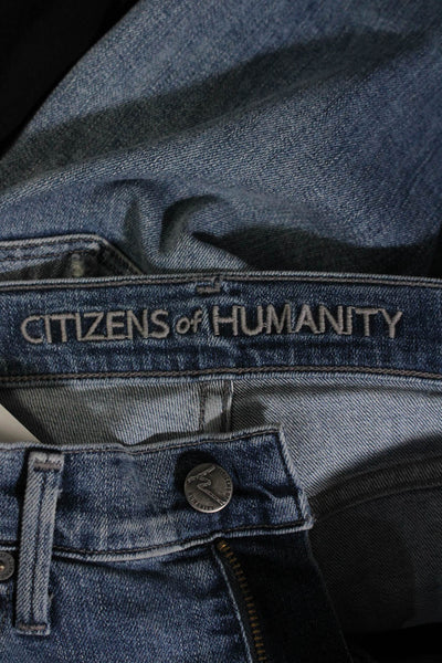 Citizens of Humanity Womens Mid Rise Distressed Skinny Jeans Blue Size 25