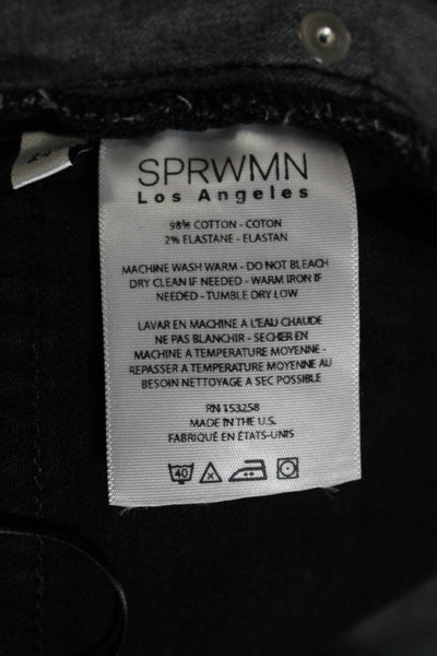 SPRWMN Womens Zipper Fly High Rise Wide Leg Jeans Black Denim Size 24