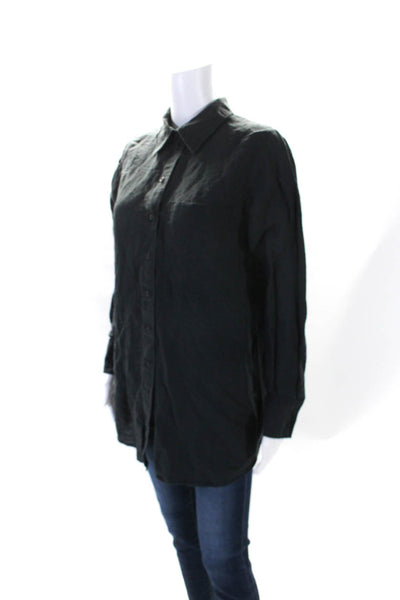 COS Womens Long Sleeve Woven Button Up Shirt Blouse Black Size 4