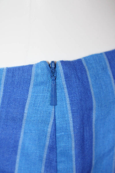 Simon Miller x Mango Womens High Waist Stripe Wide Leg Pants Blue Linen Size 3