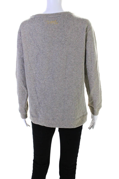 Desigual Women's Round Neck Long Sleeves Graphic Sweatshirt Gray Size M