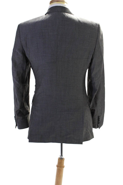 Ben Sherman Mens Wool Striped Single Breasted Suit Jacket Gray Size 40