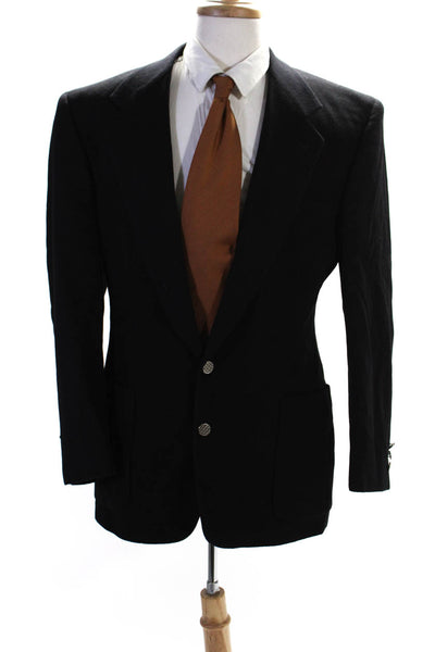 Teazo Uomo Mens Wool Single Breasted Notched Lapel Suit Jacket Black Size 40