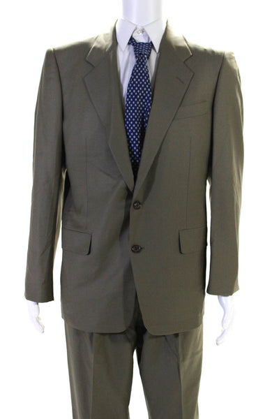 Hickey Freeman Mens Wool Single Breasted 2 Piece Suit Beige Size 41