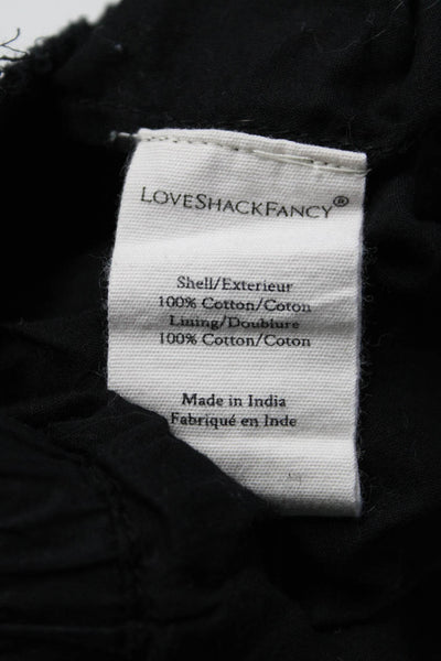 Love Shack Fancy Womens Cotton Ruched Elastic Tiered Ruffled Skirt Black Size M