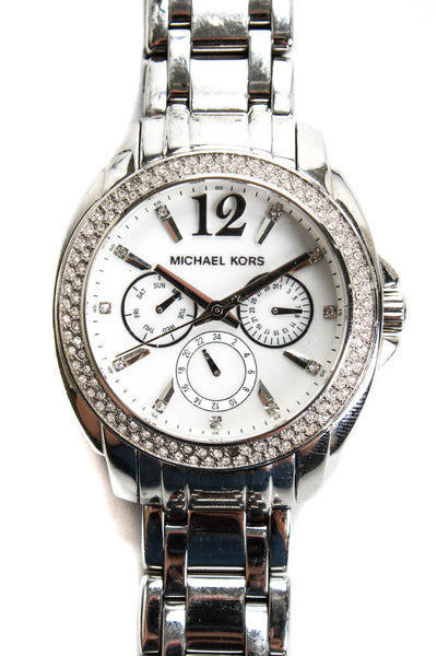 Michael Kors Womens Stainless Steel Cameron Crystal Pave Watch Silver 16 mm