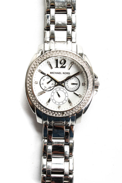 Michael Kors Womens Stainless Steel Cameron Crystal Pave Watch Silver 16 mm