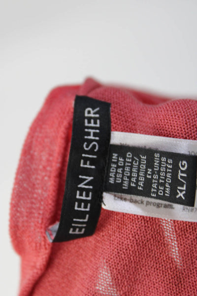 Eileen Fisher Womens Long Sleeve Open Knit Top Salmon Pink Size Extra Large