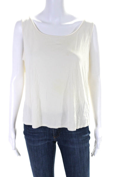 Eileen Fisher Womens Scoop Neck Silk Knit Boxy Tank Top White Size Extra Large