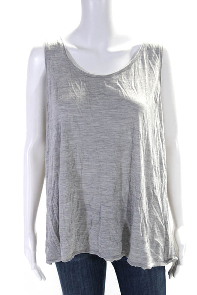 Eileen Fisher Womens Scoop Neck Boxy Tank Top Gray Silk Cotton Size Extra Large