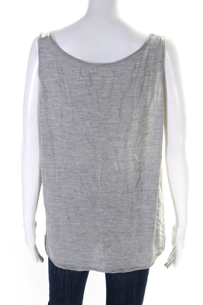 Eileen Fisher Womens Scoop Neck Boxy Tank Top Gray Silk Cotton Size Extra Large