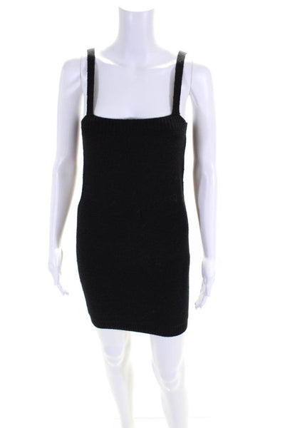 Silk + Salt Womens Tight Knit Wide Strap Sleeveless Tunic Tank Top Black Size OS