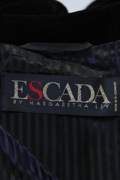 Escada Margaretha Ley Womens Cotton Velvet Crystal Button Blazer Black Size 42