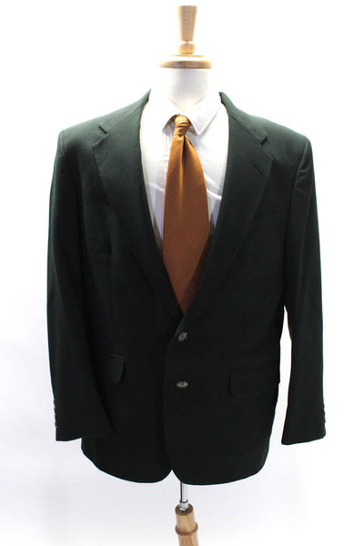 Stafford Mens Wool Single Breasted Two Button Suit Jacket Green Size 44