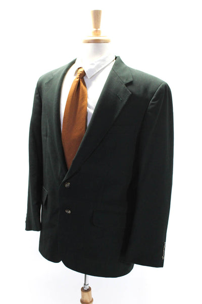 Stafford Mens Wool Single Breasted Two Button Suit Jacket Green Size 44