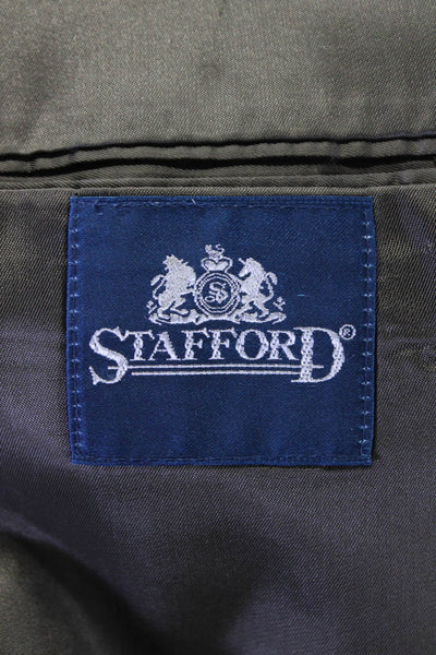 Stafford Mens Wool Single Breasted Two Button Suit Jacket Green Size 44