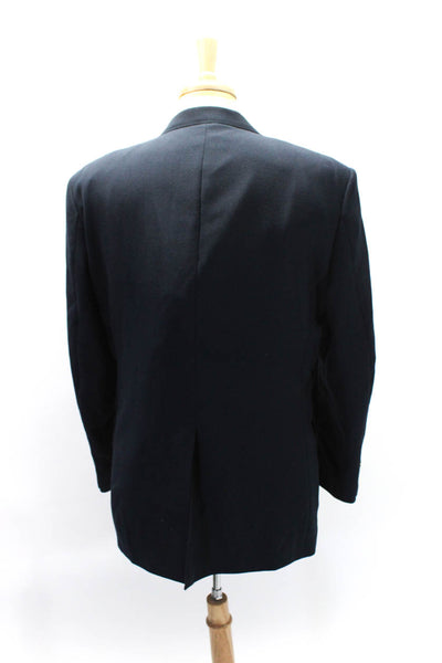 Stafford Mens Wool Single Breasted Two Button Suit Jacket Blue Size 44R