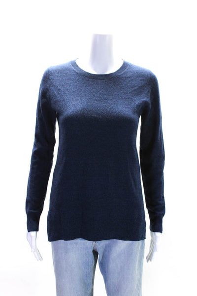 The Cashmere Project Women's Crewneck Log Sleeves Pullover Sweater Blue Size S