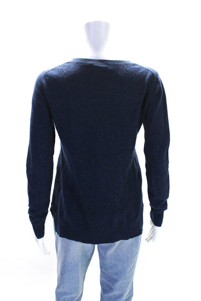 The Cashmere Project Women's Crewneck Log Sleeves Pullover Sweater Blue Size S