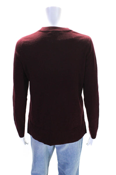 Vince Women's Round Neck Long Sleeves Pullover Sweater Burgundy Size XS